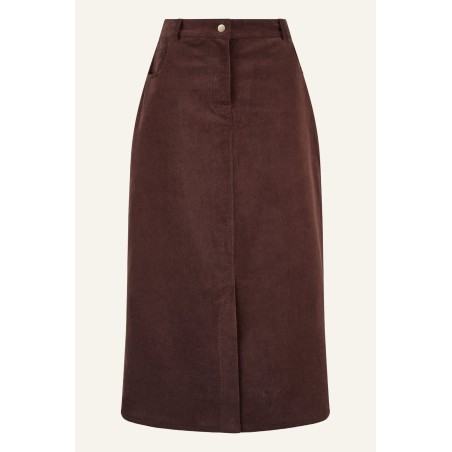 Limited Edition Mallory Stretch Corduroy Skirt | Chocolate Ready for Shipment