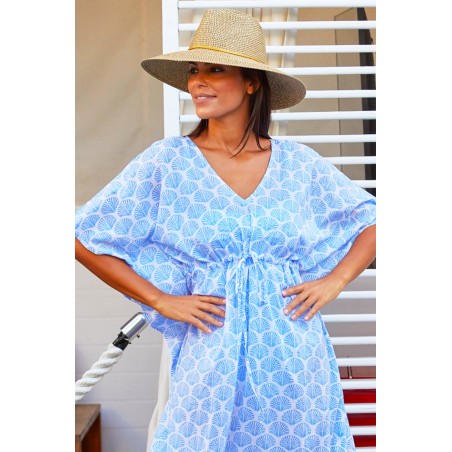 Limited Edition Manilla Kaftan | Shell Marina Blue On Hand Now