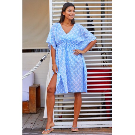 Limited Edition Manilla Kaftan | Shell Marina Blue On Hand Now