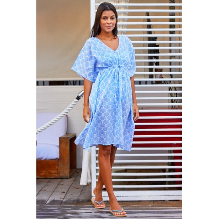 Limited Edition Manilla Kaftan | Shell Marina Blue On Hand Now