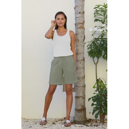 Limited Edition Alexandra Long Linen Shorts | Khaki Fresh Release