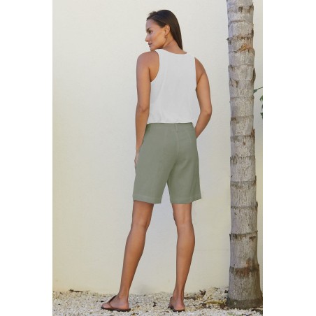 Limited Edition Alexandra Long Linen Shorts | Khaki Fresh Release