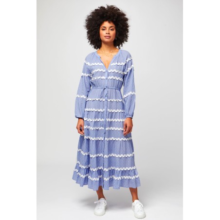 Limited Edition Mel Ric Rac Dress | Chambray Blue