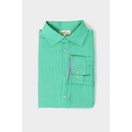 Limited Edition Men's Linen Shirt | Green/Light Purple Latest Edition