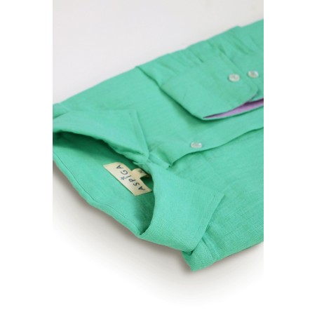 Limited Edition Men's Linen Shirt | Green/Light Purple Latest Edition