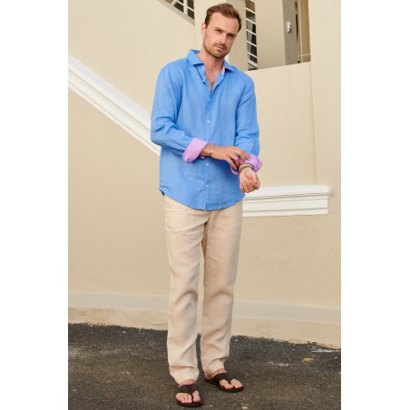 Limited Edition Men's Linen Shirt | Marina Blue On Hand Now