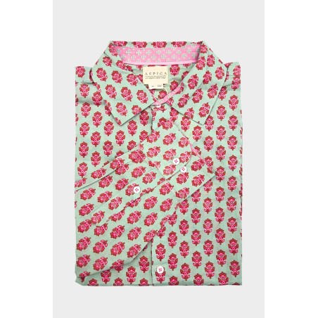 Limited Edition Men's Printed Cotton Shirt | Azalea Khaki/Pink In Stock