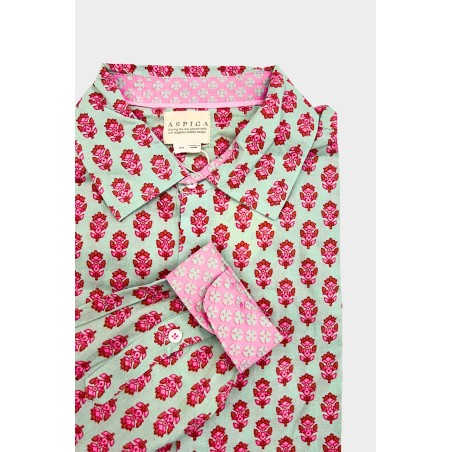 Limited Edition Men's Printed Cotton Shirt | Azalea Khaki/Pink In Stock