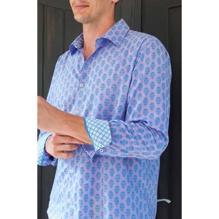 Limited Edition Men's Printed Cotton Shirt | Azalea Purple Available for Immediate Shipping