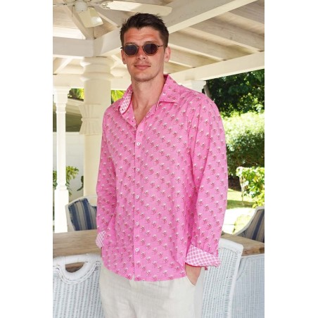 Limited Edition Men's Printed Cotton Shirt | Periwinkle Pink/Rust Fresh Release