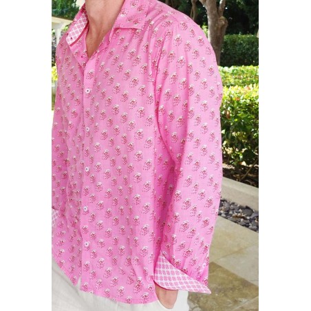 Limited Edition Men's Printed Cotton Shirt | Periwinkle Pink/Rust Fresh Release