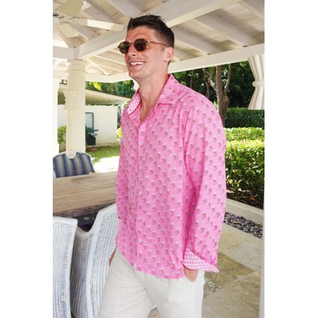 Limited Edition Men's Printed Cotton Shirt | Periwinkle Pink/Rust Fresh Release