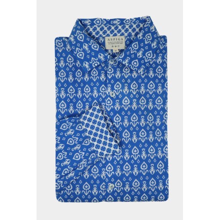 Limited Edition Men's Printed Cotton Shirt | Tear Drop Blue/White Immediate Availability