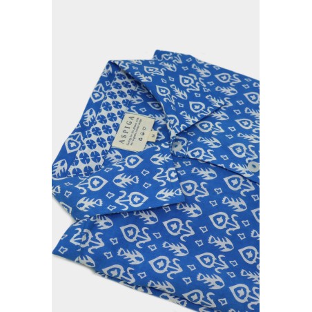 Limited Edition Men's Printed Cotton Shirt | Tear Drop Blue/White Immediate Availability