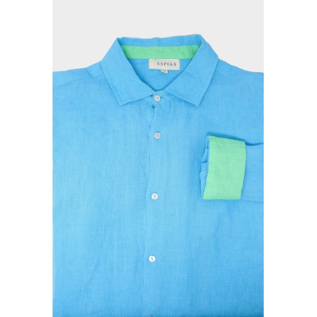 Limited Edition Men's Linen Shirt | Turquoise/Green Available for Immediate Shipping