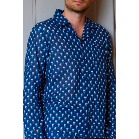 Limited Edition Men's Pyjama Set | Belle Flower Navy/Marina Blue Immediate Availability