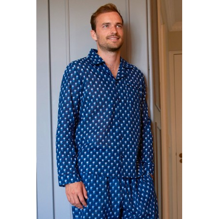 Limited Edition Men's Pyjama Set | Belle Flower Navy/Marina Blue Immediate Availability