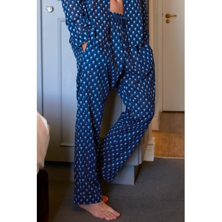 Limited Edition Men's Pyjama Set | Belle Flower Navy/Marina Blue Immediate Availability