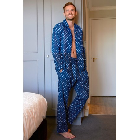 Limited Edition Men's Pyjama Set | Belle Flower Navy/Marina Blue Immediate Availability