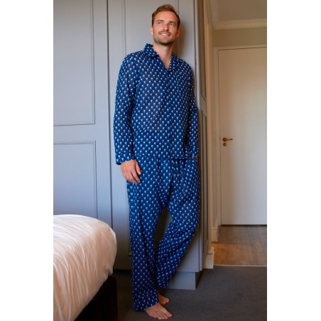 Limited Edition Men's Pyjama Set | Belle Flower Navy/Marina Blue Immediate Availability