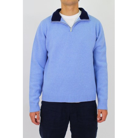 Limited Edition Merino Wool Men's Quarter Zip Jumper | Blue/Navy Just Launched