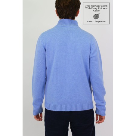 Limited Edition Merino Wool Men's Quarter Zip Jumper | Blue/Navy Just Launched