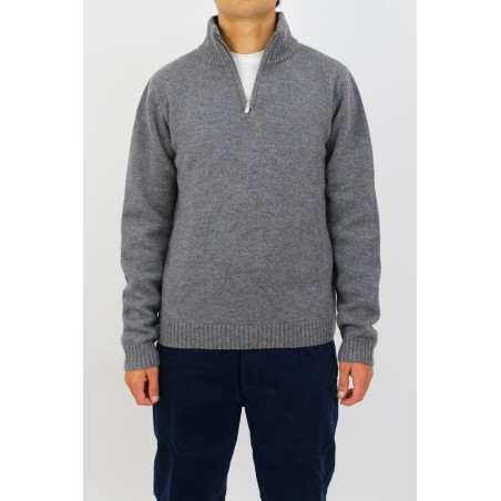 Limited Edition Merino Wool Men's Quarter Zip Jumper | Light Grey/Grey