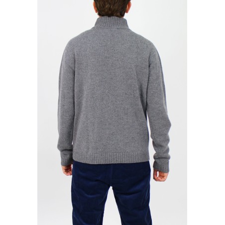 Limited Edition Merino Wool Men's Quarter Zip Jumper | Light Grey/Grey