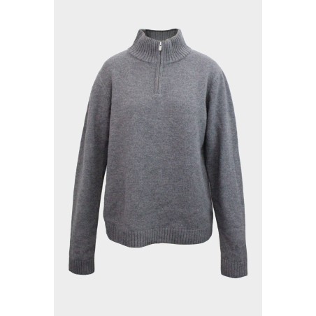 Limited Edition Merino Wool Men's Quarter Zip Jumper | Light Grey/Grey