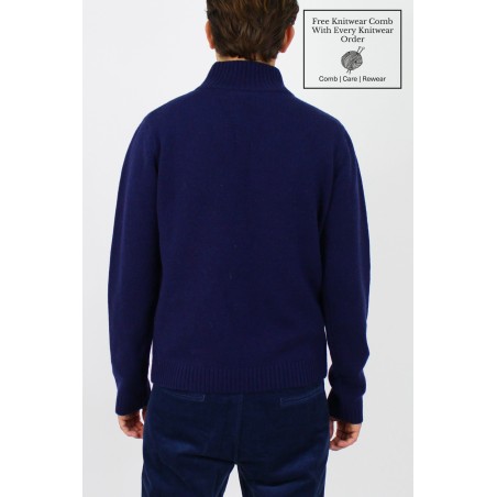 Limited Edition Merino Wool Men's Quarter Zip Jumper | Navy/Grey Hot New Item