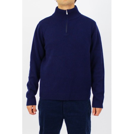 Limited Edition Merino Wool Men's Quarter Zip Jumper | Navy/Grey Hot New Item