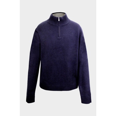 Limited Edition Merino Wool Men's Quarter Zip Jumper | Navy/Grey Hot New Item