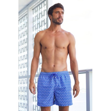 Limited Edition Men's Recycled Swim Shorts | Daisy Flower Marina Blue/Green In Stock