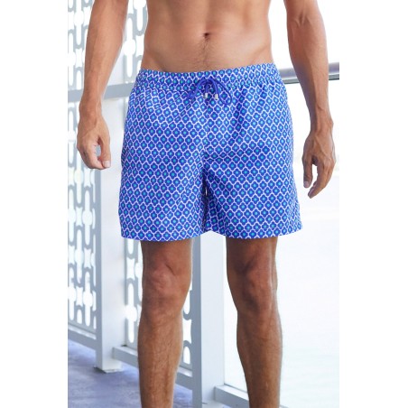 Limited Edition Men's Recycled Swim Shorts | Daisy Flower Marina Blue/Green In Stock