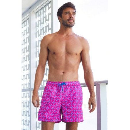 Limited Edition Men's Recycled Swim Shorts | Geo Pink/Blue New Release