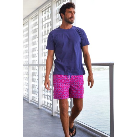 Limited Edition Men's Recycled Swim Shorts | Geo Pink/Blue New Release