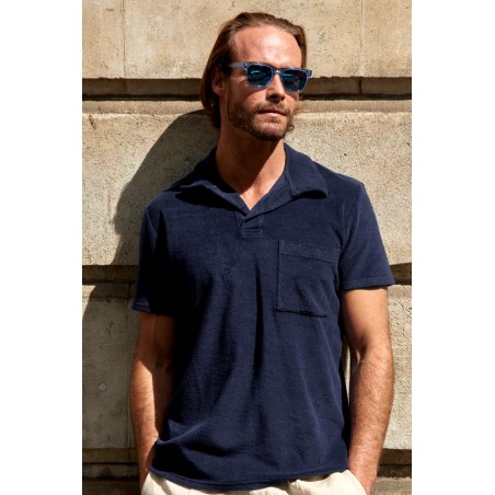 Limited Edition Men's Towelling Polo Shirt | Navy On Hand Now