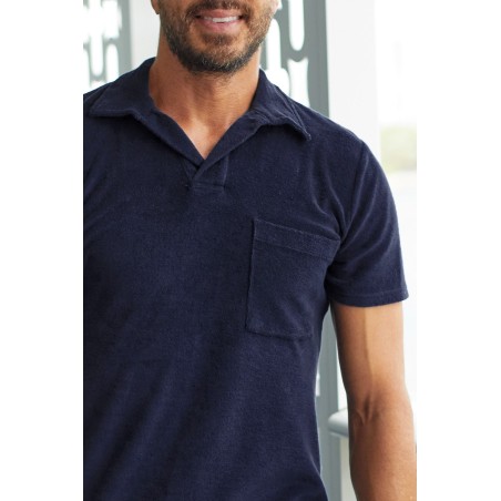 Limited Edition Men's Towelling Polo Shirt | Navy On Hand Now