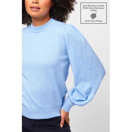 Limited Edition Merino Cashmere Blend Crew Neck Jumper | Pale Blue Fresh Release