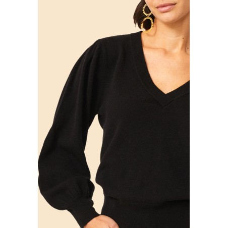 Limited Edition Merino Wool Cashmere Blend V-Neck Jumper | Black Immediate Availability