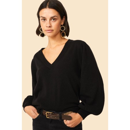 Limited Edition Merino Wool Cashmere Blend V-Neck Jumper | Black Immediate Availability