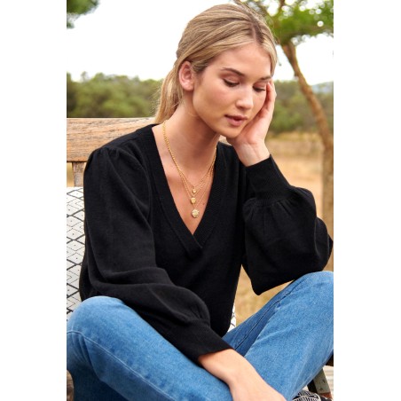 Limited Edition Merino Wool Cashmere Blend V-Neck Jumper | Black Immediate Availability