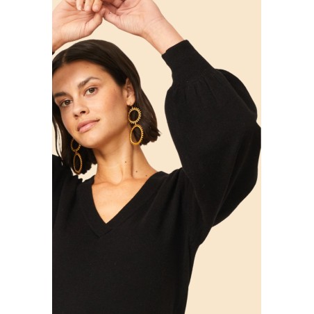 Limited Edition Merino Wool Cashmere Blend V-Neck Jumper | Black Immediate Availability