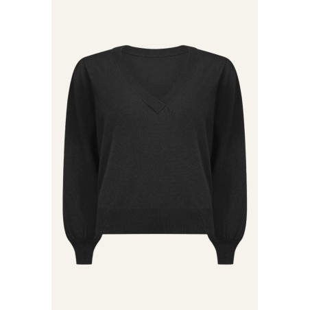 Limited Edition Merino Wool Cashmere Blend V-Neck Jumper | Black Immediate Availability