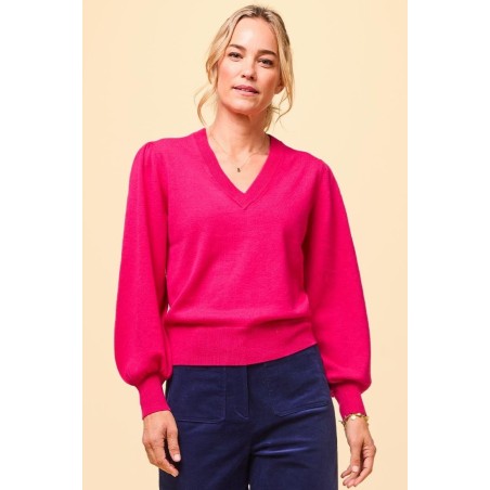 Limited Edition Merino Wool V-neck Jumper | Bright Pink In Stock