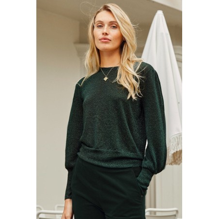 Limited Edition Metallic Knit Crew Neck Jumper | Emerald/Green Ready for Shipment