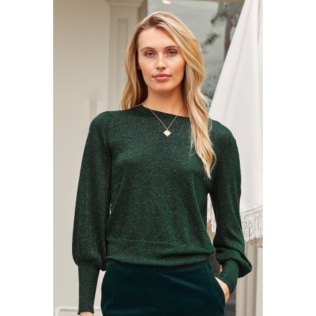 Limited Edition Metallic Knit Crew Neck Jumper | Emerald/Green Ready for Shipment