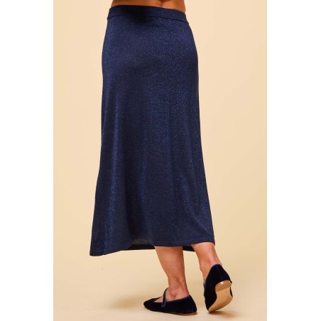 Limited Edition Metallic Knit Skirt | Navy/Blue Just Launched