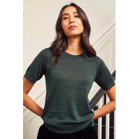 Limited Edition Metallic Knit T-Shirt | Emerald/Green Available for Immediate Shipping