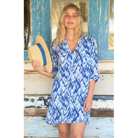 Limited Edition Mila Shirt Tunic | Fluid Abstract Cobalt Hot New Item